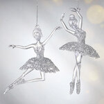 Набор елочных игрушек Балерина Кирстен в серебряной пачке 15 см, 2 шт, подвеска