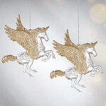 Елочная игрушка Единорог Ганэль с золотыми крыльями 15 см, 2 шт, подвеска