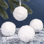 Набор елочных шаров Fluffy Snowballs 6 см, 4 шт