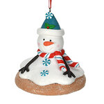 Елочная игрушка Снеговик Лука в шапочке 8 см, подвеска