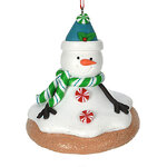 Елочная игрушка Снеговик Лучиано в шапочке 8 см, подвеска