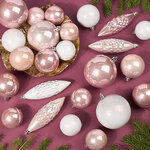 Набор пластиковых шаров Charmic - Жемчужная Роза 5-12 см, 31 шт