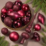 Набор пластиковых шаров с верхушкой Сен-Дени бордовый, 19 шт