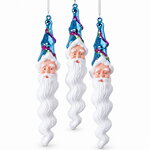 Елочные игрушки Сосульки - Санта Клаус 22 см, голубой, 3 шт