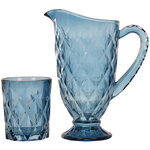 Набор для воды Ниовина: кувшин + 6 стаканов, голубой, стекло