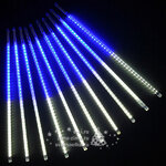 Светодиодная гирлянда Тающие Сосульки 10*0.5 м, 600 холодных белых/синих LED ламп, черный ПВХ, 10 м, IP44