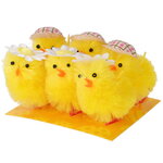 Набор декоративных фигурок Цыплята с цветочком 5 см, 6 штук