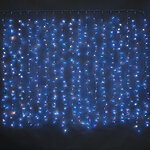 Световой дождь 2.5*1.5 м, 625 синих микроламп, прозрачный ПВХ, соединяемый, IP20