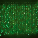 Световой дождь 2.5*1.5 м, 625 зеленых микроламп, прозрачный ПВХ, соединяемый, IP20