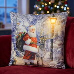 Новогодняя подушка с лампочками Father Christmas 45*45 см, на батарейках