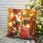 Новогодняя подушка с лампочками Christmas Eve 45*45 см, на батарейках