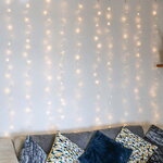 Гирлянда штора Роса 0.9*1 м, 100 теплых белых микро LED ламп, серебряная проволока, IP44