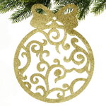 Игрушка для уличной елки Медальон 25 см золотая, дерево