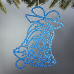 Игрушка для уличной елки Колокольчик Ажурный 30 см синяя, дерево