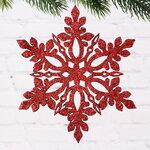 Игрушка для уличной елки Снежинка - Ледяной Кристалл 25 см красная, дерево