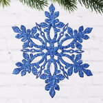 Игрушка для уличной елки Снежинка - Ледяной Кристалл 25 см синяя, дерево