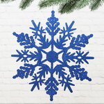Игрушка для уличной елки Снежинка - Морозный Узор 30 см синяя, дерево