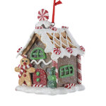 Светящаяся елочная игрушка Пряничный домик - Peppermint Swirl House 9 см, подвеска