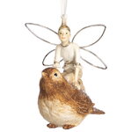 Елочная игрушка Эльф Кай на птице 10 см, подвеска