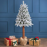 Искусственная елка Terry заснеженная 160 см с натуральным стволом, ЛИТАЯ + ПВХ