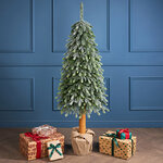 Искусственная елка Эдельвейс заиндевелая 180 см и натуральным стволом, ЛИТАЯ + ПВХ