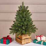 Настольная елка Dakota 65 см в деревянном кашпо, ЛИТАЯ + ПВХ