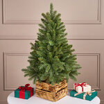 Настольная елка Dakota 90 см в деревянном кашпо, ЛИТАЯ + ПВХ