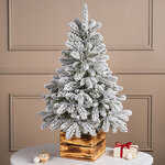 Настольная елка Dakota заснеженная 90 см в деревянном кашпо, ЛИТАЯ + ПВХ