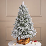 Искусственная елка Dakota заснеженная 110 см в деревянном кашпо, ЛИТАЯ + ПВХ