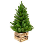 Настольная елка Берген 65 см в деревянном кашпо, ЛИТАЯ + ПВХ