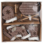 Набор елочных игрушек из фетра Зимние Забавы, 10 шт, коричневый, подвеска