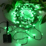 Гирлянда на солнечной батарее Solar 10 м, 100 зеленых LED ламп, зеленый ПВХ, контроллер, IP44