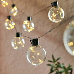 Ретро гирлянда на батарейках Montes White 4.5 м, 10 прозрачных ламп, теплые белые LED, черный ПВХ, IP20