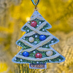 Елочная игрушка Новогоднее Деревце 10 см, подвеска