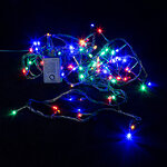 Светодиодная гирлянда для дома 100 разноцветных LED ламп 6 м, зеленый ПВХ, контроллер, IP20
