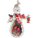 Елочная игрушка Снеговик Луиджи - Хранитель Леса 12 см со скворечником, подвеска