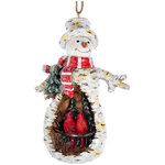 Елочная игрушка Снеговик Сэмюэль - Хранитель Леса 12 см с ёлочкой, подвеска