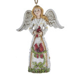 Ёлочная игрушка Ангел леса с птичкой кардиналом 12 см, блондинка, подвеска