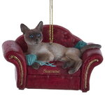 Елочная игрушка Сиамский Кот на софе 9 см