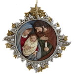 Елочная игрушка Святое Семейство - Дева Мария с Иисусом и Святой Иосиф 11 см серебряная, подвеска
