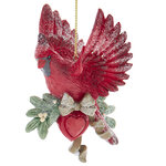Елочная игрушка Птичка Рэд Кардинал на Омеловой ветви 11 см