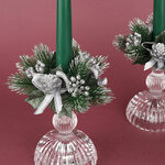 Декор для свечи Сосновая Шишечка 12 см серебряный