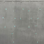 Светодиодная бахрома на батарейке Premium Led 3.1*0.5 м, 100 аквамариновых LED ламп, прозрачный СИЛИКОН, таймер, IP67