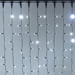 Гирлянда штора 2*2 м, 400 холодных белых LED ламп, черный эко-каучук, соединяемый, IP65
