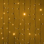 Гирлянда штора 2*2 м, 400 желтых LED ламп, черный эко-каучук, соединяемый, IP65
