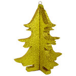 Игрушка для уличной елки Елочка 3D с блестками 40 см золотая, пеноплекс