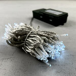 Светодиодная гирлянда на батарейках Premium Led 100 холодных белых LED ламп 10 м, прозрачный СИЛИКОН, таймер, IP67