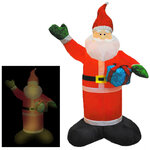Надувная фигура Санта с блестящим подарком 1.2 м подсветка