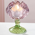 Стеклянный подсвечник-бокал Артишок 11 см розовый