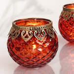 Стеклянный подсвечник стакан Abbraccio di Fiamma - Opera di Luce 8 см, красный